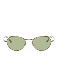 Oliver Peoples The Row Gold And Green Hightree Sunglasses