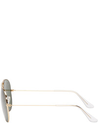 Ray-Ban Gold Green Mirrored Aviator Sunglasses