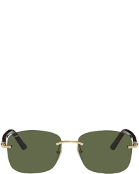 Cartier Gold Green Rimless Sunglasses