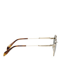 Alexander McQueen Gold Oval Metal Piercing Sunglasses