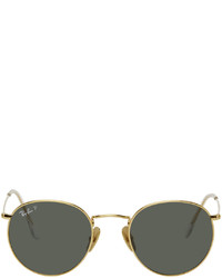 Ray-Ban Gold Round Titanium Sunglasses