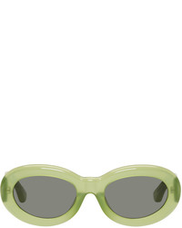 Dries Van Noten Green Linda Farrow Edition Oval 135 Sunglasses