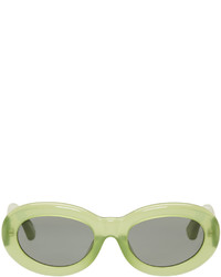 Dries Van Noten Green Linda Farrow Edition Oval Sunglasses