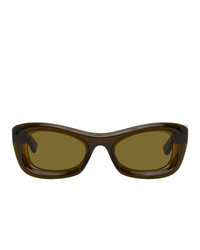 Bottega Veneta Green Rectangular Sunglasses