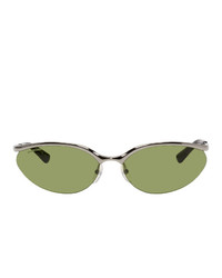 Balenciaga Gunmetal Fire Rectangular Sunglasses