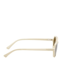 Dries Van Noten Off White And Khaki Linda Farrow Edition 183 C4 Sunglasses