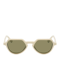 Dries Van Noten Off White And Khaki Linda Farrow Edition 183 C4 Sunglasses