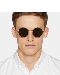 Illesteva Porto Cervo Round Frame Gold Tone Sunglasses