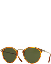 Oliver Peoples Remick Monochromatic Brow Bar Sunglasses Semi Matte Light Browngreen