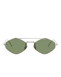 Dior Homme Silver And Green Diorinclusion Sunglasses