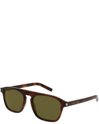 Saint Laurent Sl 158 Mirrored Acetate Sunglasses Havana
