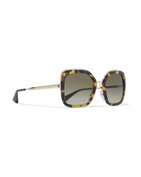 Prada Square Frame Tortoiseshell Acetate And Gold Tone Sunglasses