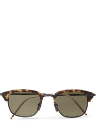 Thom Browne Square Frame Tortoiseshell Acetate And Pewter Tone Sunglasses