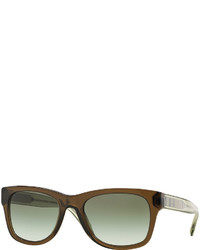 Burberry Transparent Plastic Sunglasses With Check Detail Olive
