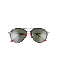 Ray-Ban X Ferrari 53mm Round Sunglasses In Blackgreen At Nordstrom