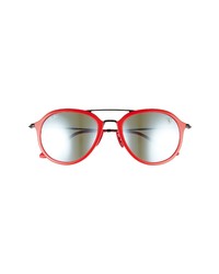 Ray-Ban X Ferrari 53mm Round Sunglasses In Redlight Green Mirror Silver At Nordstrom