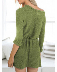 Long Sleeve Drawstring Sweater Dress