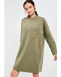 Missguided Khaki Ribbed Pocket Sweater Dress
