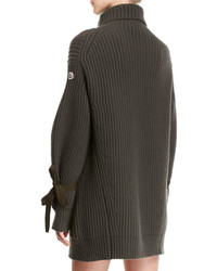 Moncler Turtleneck Ribbed Ribbon Sweater Dress