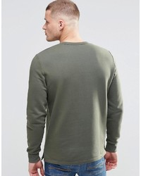 Asos Brand Sweatshirt With Fixed Hem In Khaki