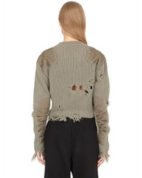 Yeezy Destroyed Crop Knit Sweater W Patches