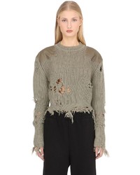Yeezy Destroyed Crop Knit Sweater W Patches