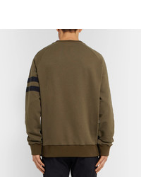 Lanvin Grosgrain Trimmed Distressed Cotton Jersey Sweatshirt