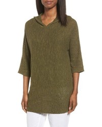Eileen Fisher Organic Linen Cotton Hooded Sweater