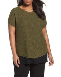 Eileen Fisher Plus Size Organic Linen Cotton Rib Sweater