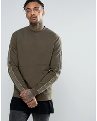 Asos Sweatshirt With Side Tape In Khaki
