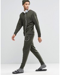 Asos Brand Loungewear Skinny Joggers In Khaki