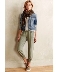 Anthropologie Cloth Stone Zipped Olive Joggers
