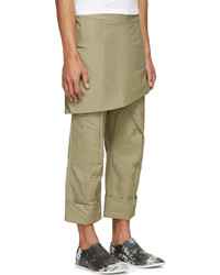 Thamanyah Green Waxed Skirt Trousers