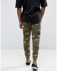 Pull&Bear Skinny Joggers In Khaki Camo