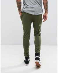 Asos Super Skinny Joggers With Zips In Green