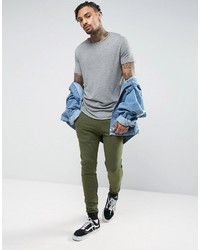 Asos Super Skinny Joggers With Zips In Green