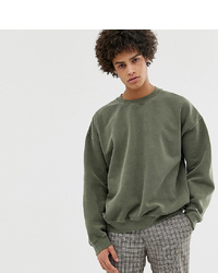 Reclaimed Vintage Inspired Oversized Sweatshirt In Khaki Overdye