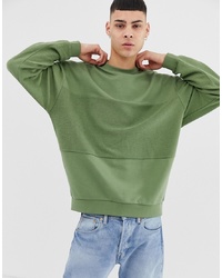 ASOS DESIGN Oversized Sweatshirt With Reverse Panel In Green