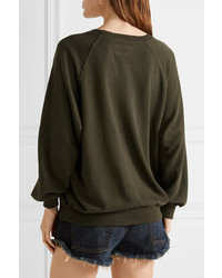 The Great The Bubble Cotton Jersey Sweatshirt Army Green