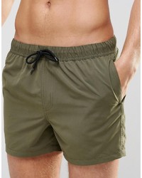 Asos Brand Swim Shorts 2 Pack In Khakiblack Short Length Save 17%