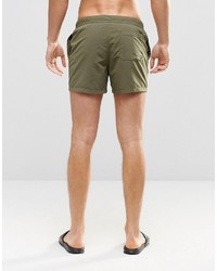 Asos Brand Swim Shorts 2 Pack In Khakiblack Short Length Save 17%