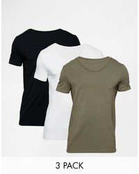 Asos Brand Muscle T Shirt With Scoop Neck 3 Pack Save 17%