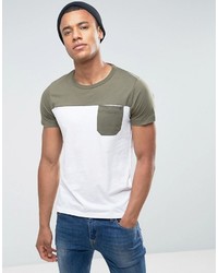 French Connection Cut And Sew Top Panel T Shirt With Pocket