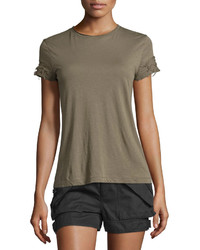 Helmut Lang Distressed Sleeve Jersey Tee Army