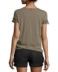 Helmut Lang Distressed Sleeve Jersey Tee Army
