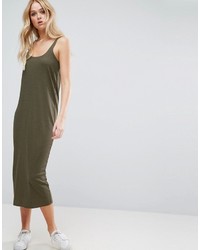 Asos Ultimate Ribbed Maxi Tank Dress With Raw Edge