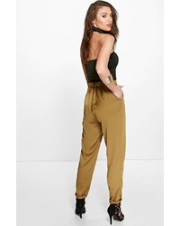 Boohoo Carmel Wrap Front Tailored Luxe Joggers