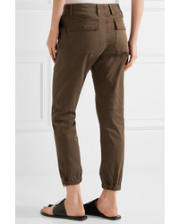 Vince Cotton Blend Twill Tapered Pants Army Green