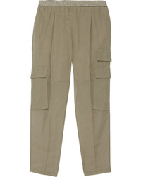 Brunello Cucinelli Cotton Canvas Tapered Pants Army Green