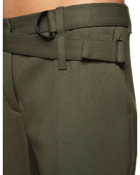 3.1 Phillip Lim Olive Wool Slim Cropped Trousers